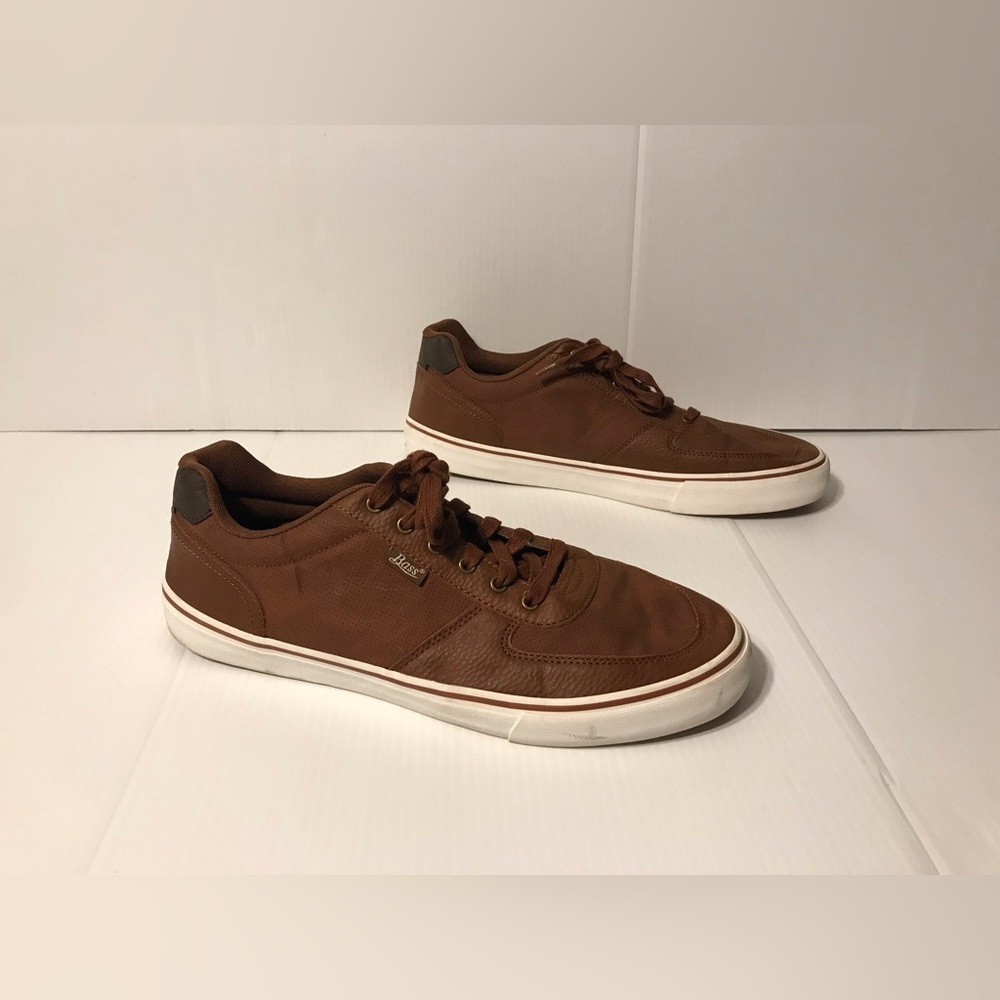 Bass synthetic leather lace casual brown shoes men size 12